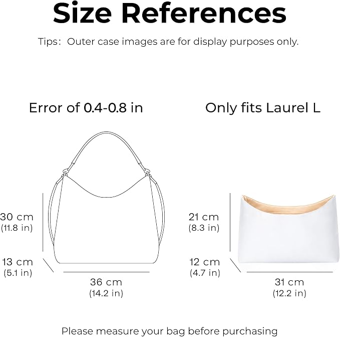 Handbag Organizer Insert for COACH Laurel Large Shoulder Bag (Large Laurel 36cm length), Custom Fit Inside Premium Vanile Lightweight WaterResistant Tote Bag Insert - Image 2