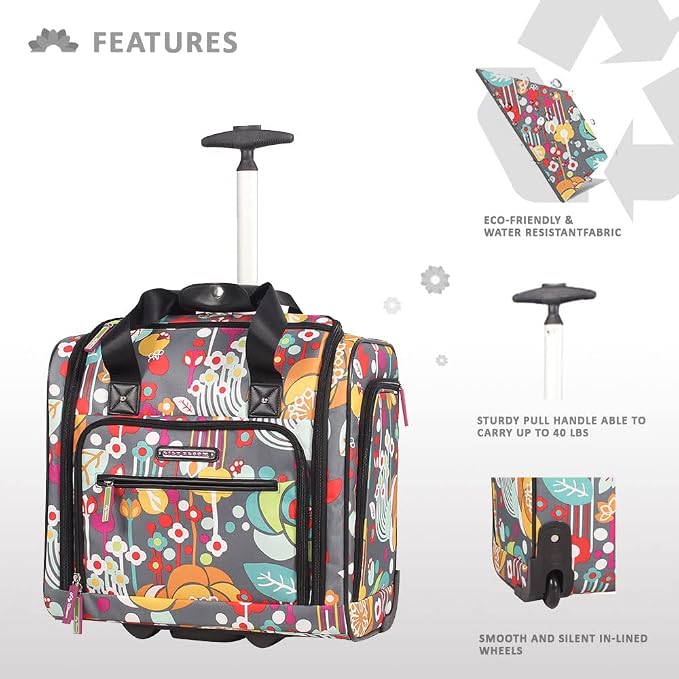 Lily Bloom Designer 15 Inch Carry On - Weekender Overnight Business Travel Luggage - Lightweight 2- Rolling Wheels Suitcase - Under Seat Rolling Bag for Women (Bliss) - Image 2