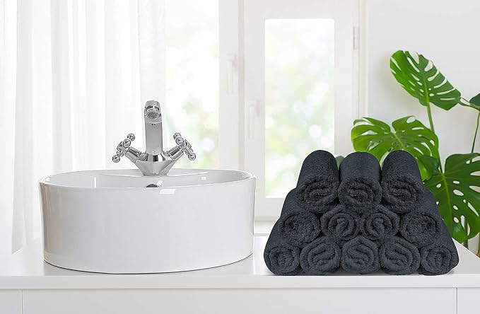 100% Cotton Washcloths 24 Pack (12x12 Inches) Soft, Highly Absorbent Washcloth, Face Towels, Wash Cloths for Face, Ring Spun, Bulk Pack (Grey) - Image 2