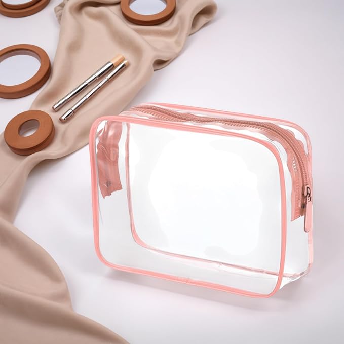 20 Packs Clear Cosmetics Bags for Women Men Waterproof Toiletry Bags PVC Makeup Bags Organizer Case with Zipper for Travel Bathroom (20 Pink Colors) - Image 5