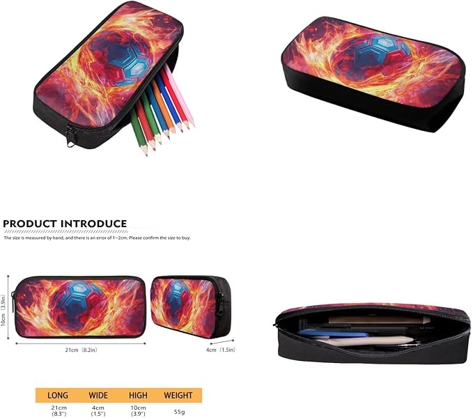 Fire Soccer Backpack for Boys Kids Backpack with Lunch Box Water Bottle Pouch and Big Pencil Case 4PCS Set Bookbag with Front Pocket 17" Sturdy Elementary School Bag Back to School Essentials - Image 5
