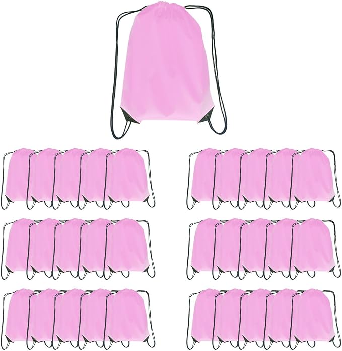 Drawstring Backpack Bulk 30 Packs Draw String Backpack Bags DIY Gym Sports Traveling Trip ride Pedestrianism Yoga Cinch Bag Sackpack Drawstring (pink) by Unknown