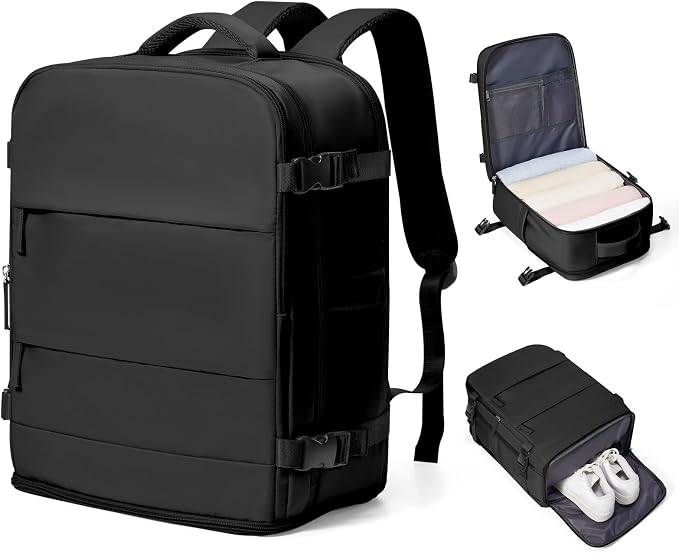 coowoz Travel Backpack Carry On for Women Man Gym Backpack with Laptop Compartment Mochila de Viaje Teacher Personal Item Backpacks Rucksack Airplane Accessories Must Haves,Black Small by coowoz