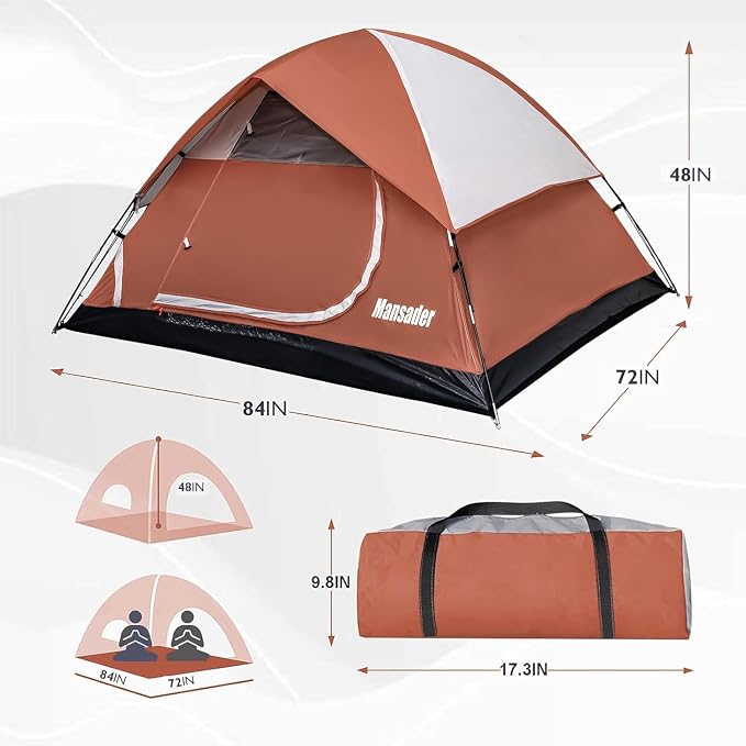 Camping Tent, Waterproof 2/3/4 Person Tents for Camping, Lightweight Easy Set Up Outdoor Hiking Tent Backpacking Tent with Carry Bag, Backpack Tent Suit for Family Beach Hiking Travel - Image 6