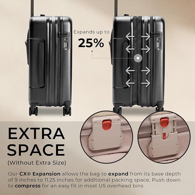 Briggs & Riley 21" Global Carry On Expandable Spinner - Luggage for Travel, Suitcases with Wheels, Hardside Rolling Bag for Men & Women, Self-Repairing Zipper - Sympatico Collection, Black - Image 3