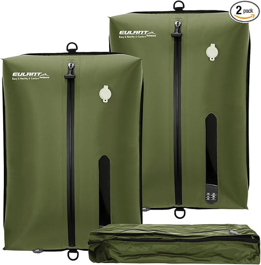 Reusable Vacuum Bags for Travel,Professional Waterproof IPX8 Vacuum Compression Bag for Suitcases Backpack,Space Saver Bags Packing Organizers for Clothing Packing(2 Pack,Grass Green) by EULANT