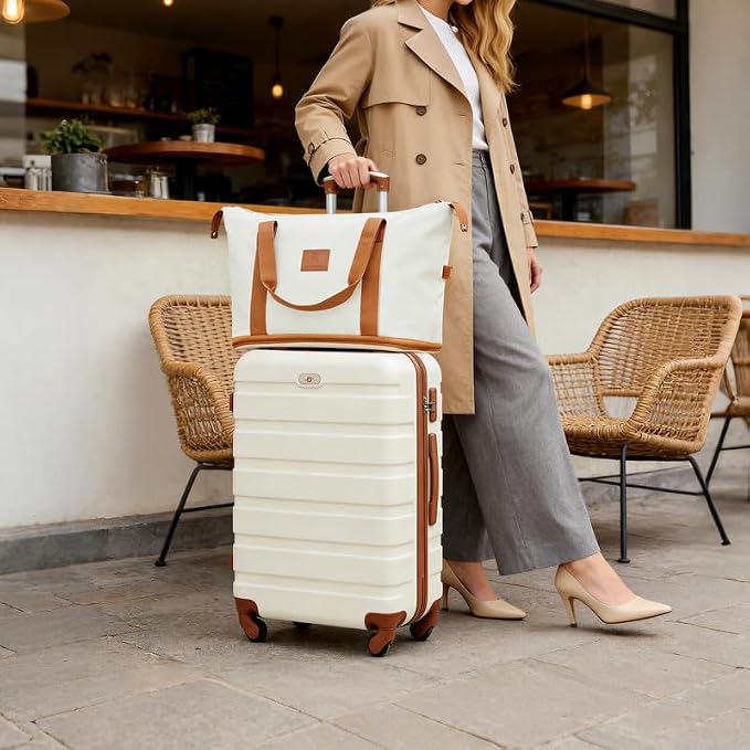 Suitour Luggage Sets 5 Piece, 20, 24, 28 inch Hardside Carry-on and Checked Suitcase Set with Expandable Travel Duffle Bag Sets（Beige Tan） - Image 2