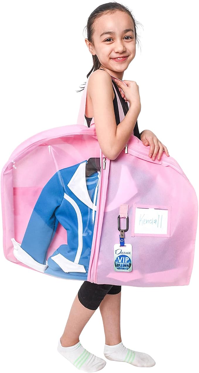 Waterproof Hanging Garment Bag 40 inch Clothes Bag with Gusset, 5 Pockets Side Zip for Dance Costumes Sports Skating Theatre Pageants Cheer Cosplay Kendall Country (Cotton Candy, 40 inch) - Image 2