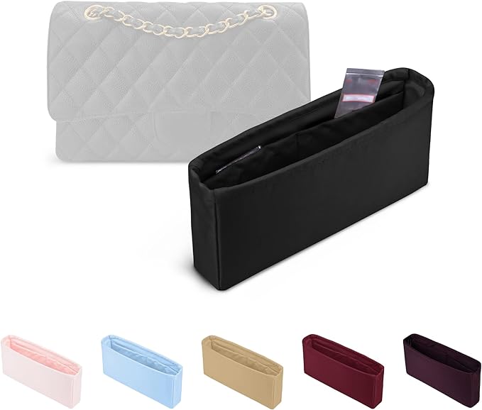 Purse Organizer Insert, Silky-Soft Lightweight Design, Multi-Pocket, Keeps Bag Organized & Protects Interior, Fits Chanel Classic Flap Jumbo, Ideal for Travel & Daily Use(Black, Chanel CF Jumbo 30) by KINGSINBAG