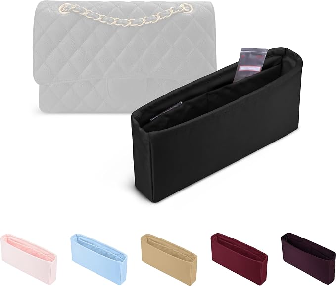 Purse Organizer Insert, Silky-Soft Lightweight Design, Multi-Pocket, Keeps Bag Organized & Protects Interior, Fits Chanel Classic Flap Maxi, Ideal for Travel & Daily Use(Black, CF Maxi) by KINGSINBAG