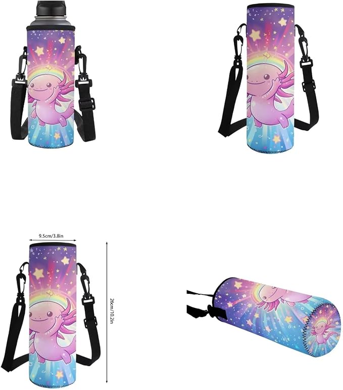 Galaxy Axolotl Backpack for Girls Kids Backpack with Lunch Box Water Bottle Holder and Cute Pencil Case 4PCS Bookbag with Front Pocket for School 17 inch Lightweight Elementary School Bag - Image 6