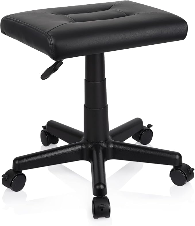 Lilithye Footrest Stool Under Desk Adjustable Height Footrest Ottoman Ergonomic Foot Stool with Wheels 360° Rolling for Home Office (Black-1) by Lilithye