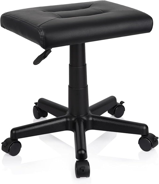 Lilithye Footrest Stool Under Desk Adjustable Height Footrest Ottoman Ergonomic Foot Stool with Wheels 360° Rolling for Home Office (Black-1) by Lilithye