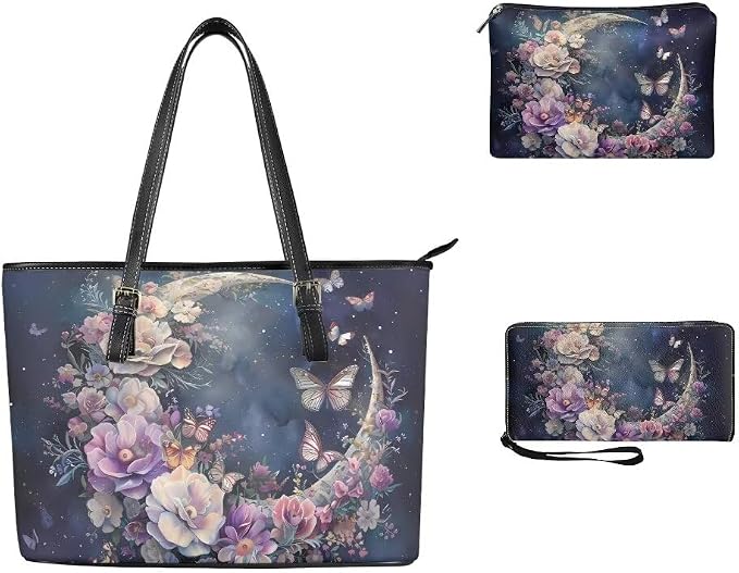Women Purse Handbags Wallet Sets Leather Shoulder Tote Bag for Women,Top Handle Purse with Wrist Wallet Bag - Image 3