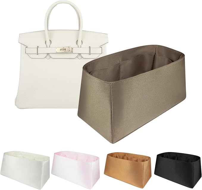 Organizer Insert for Birkin 20/25/30/35/40/45 | Satin Inner Bag Organiser(Size: BK45, Color: Etoupe Grey) by Unknown
