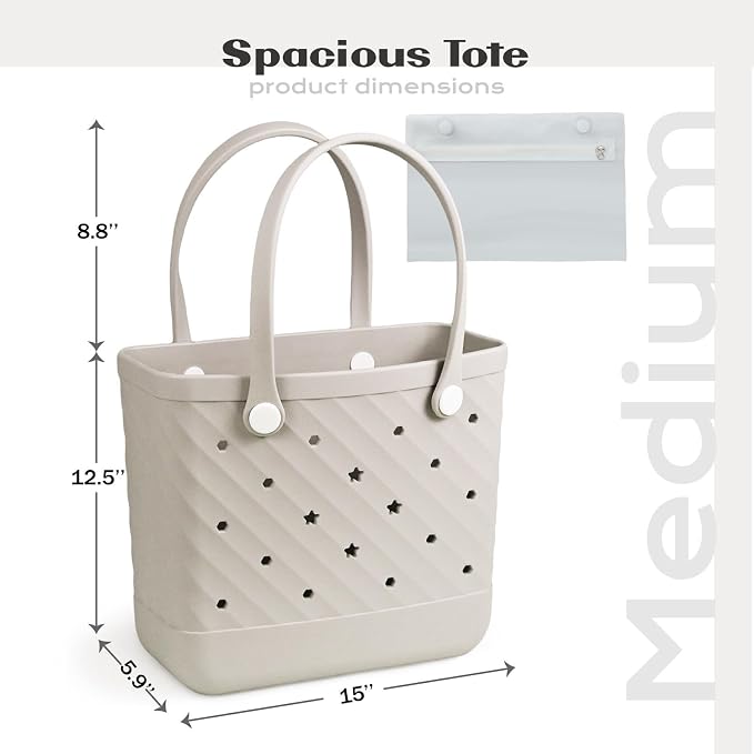 Rubber Tote Bag Extra Large & Medium, Waterproof Beach Bag for Women Men, Pool Travel Swim Silicone Tote - Image 3