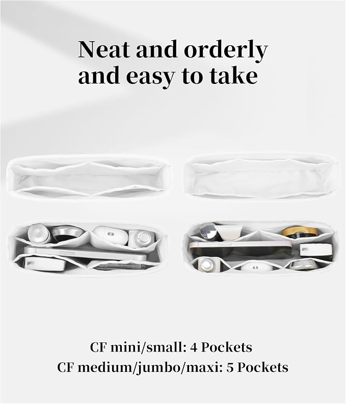 Purse Organizer Insert, Silky-Soft Lightweight Design, Multi-Pocket, Keeps Bag Organized & Protects Interior, Fits Chanel Classic Flap Small, Ideal for Travel & Daily Use(Blanc, CF Small 23) - Image 6