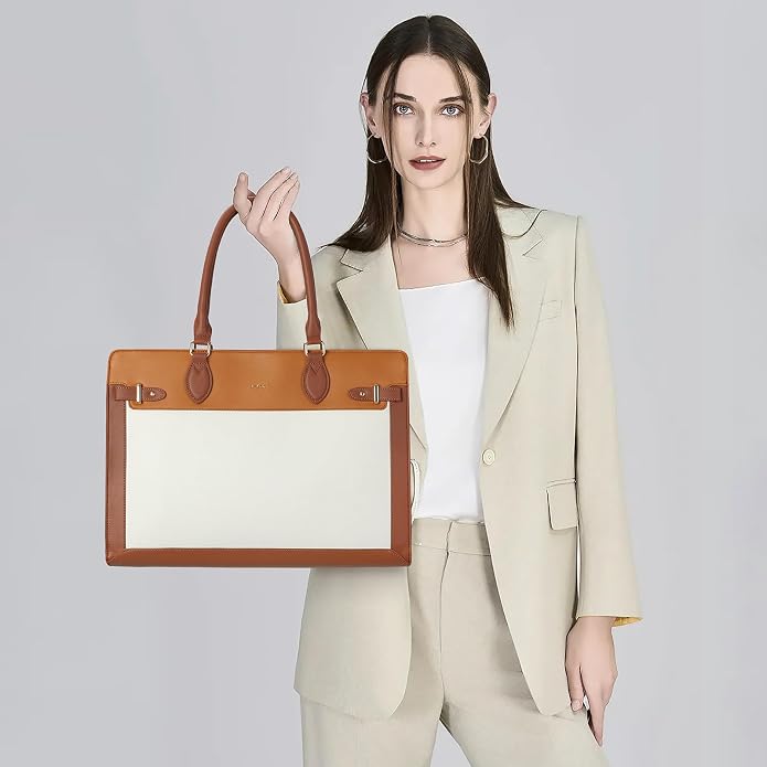 Keyli 3pc Sets Laptop Tote Bag for Women 15.6 Inch Work Bags Business Computer Briefcase Leather Messenger Shoulder Purses - Image 2
