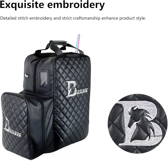 Professional Equestrian Bags Durable PU Leather Horse Riding Boots and Helmet Bag (Black0) - Image 8