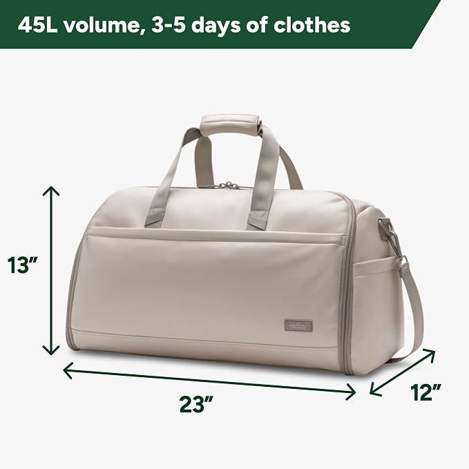 Halfday Convertible 2-in-1 Vegan Leather Premium Garment Duffel Weekender Bag 45L (Carry-on, Wrinkle-Free Travel, Hanging Suit Compartment, Shoe Pockets, Trolley Sleeve), Ivory - Image 6