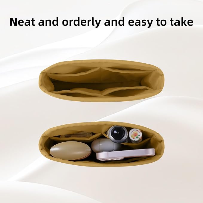 DGAZ Silk Purse Organizer Insert for Evelyne Bag(Biscuit color,GM) | Soft and Lightweight,Perfect Fit,Multi-pocket Storage,Bag Protector,Luxury Bag Care,Handmade,for Smooth Bag Organizer - Image 5