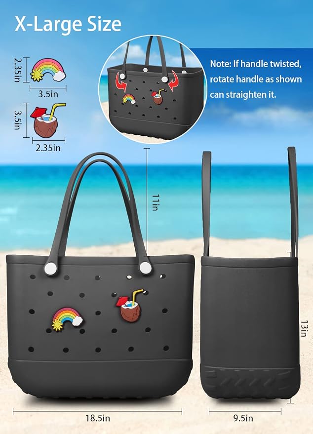 Baonat Beach Bag Rubber Tote Bag - Waterproof Travel Bag for Women Washable Tote Bag Handbag for Sports Beach Market Pool - Image 3
