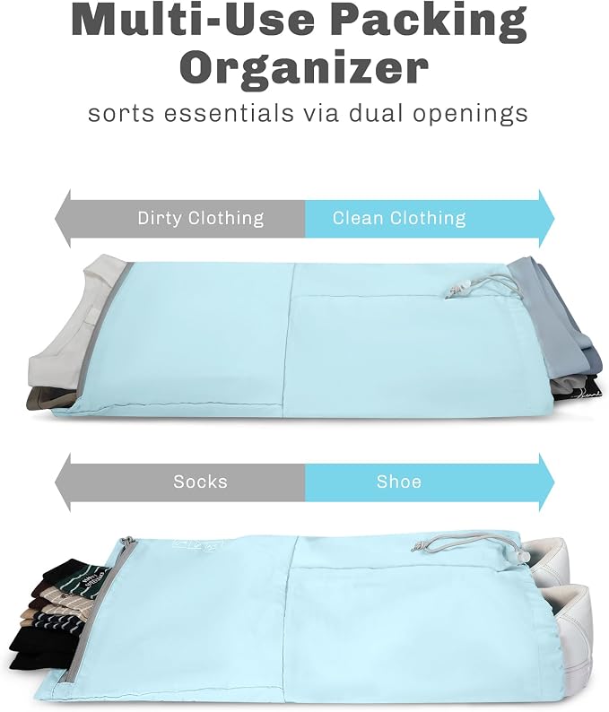 Hynes Eagle 6 Set/ 4 Set/ 2 Set Compression Packing Cubes Travel Essentials Lightweight Nylon Luggage Suitcase Organizer Bag Light Blue 4PCS - Image 4