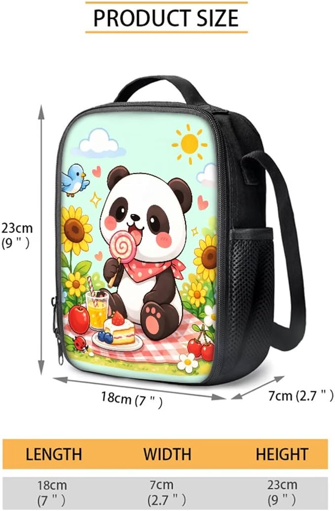 Forchrinse Cartoon Panda Backpack with Lunch Box Cute Backpacks Back to School for Girls 8 to 12 Kids Lunchbox Pencil Case 17 Inch School Bag and Lunch Bag for Girls Primary Middle School - Image 4