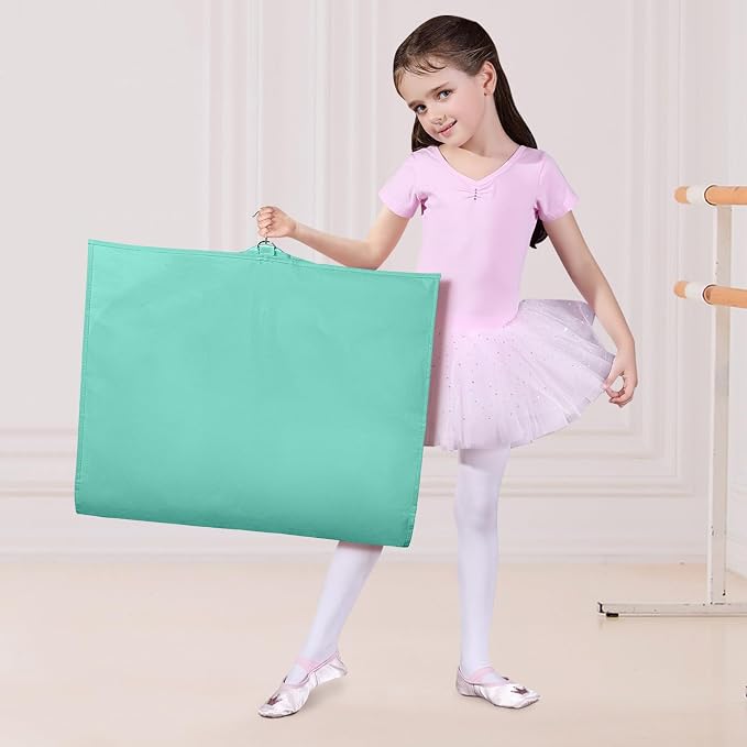 Univivi Dance Costume Bags Garment Bag 40 Inch Hanging Clothes for Dance Competitions, with 3 Medium Clear Zipper Pockets for Dance Costumes, Closet Storage (Green) - 4 Pack - Image 6
