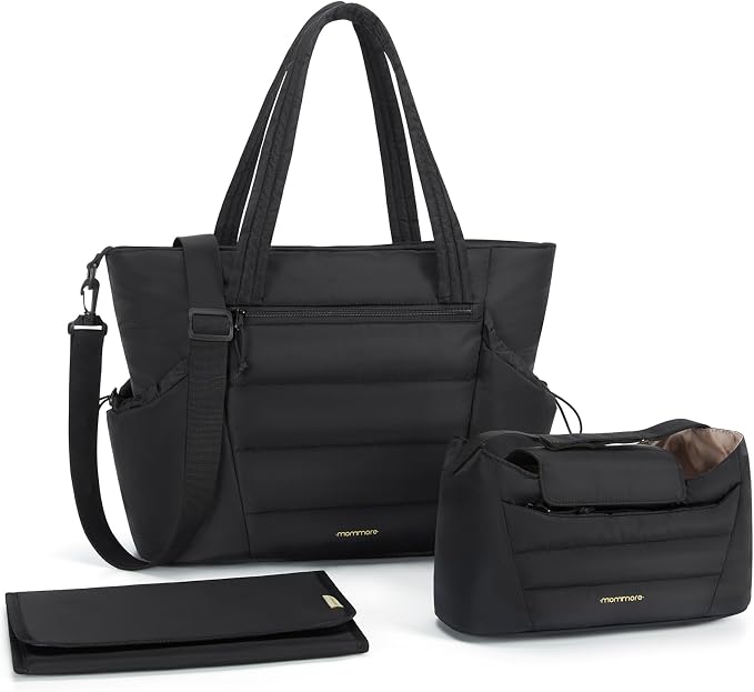 mommore Diaper Bag Tote with Stroller Organizer Puffer Bag Large Capacity Baby Bag with Changing Pad for Travel, Hospital by mommore