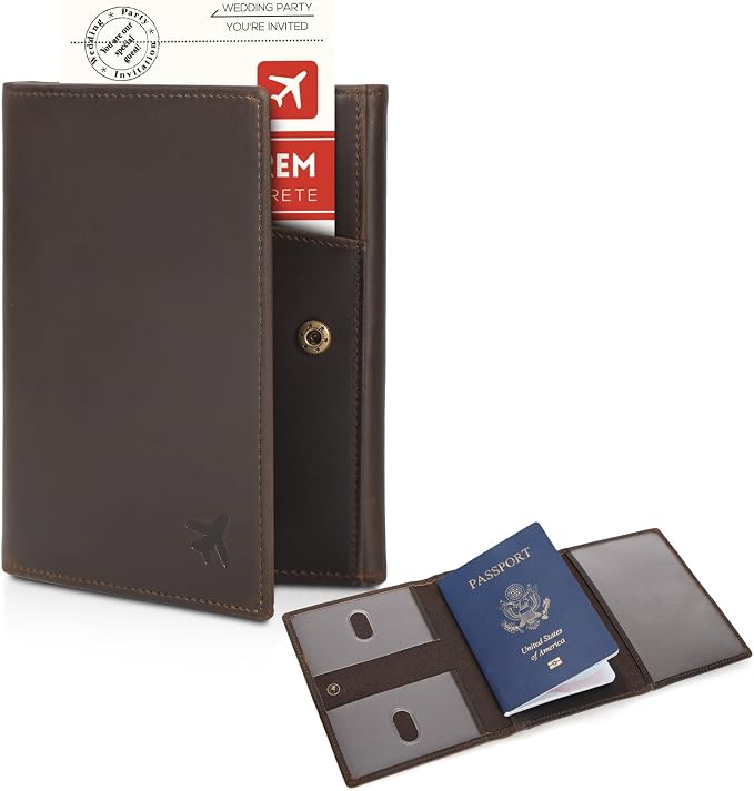 Polare Full Grain Leather Pilot Wallet Passport Holder RFID Blocking Tri-fold Travel Cover Document Organizer for Aviation Professionals by polareoriginal