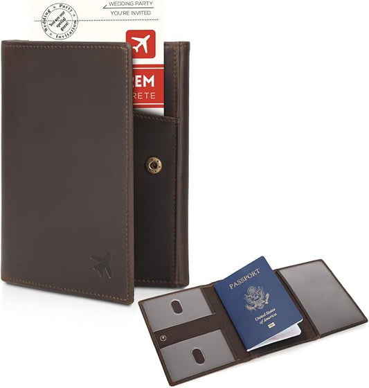 Polare Full Grain Leather Pilot Wallet Passport Holder RFID Blocking Tri-fold Travel Cover Document Organizer for Aviation Professionals by polareoriginal