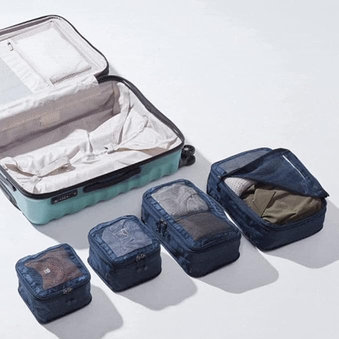 ANTLER | Chelsea | Set of 4 Packing Cubes For Suitcase | Suitcase Organizer Bags Set | Travel Accessories To Organize Clothes or Shoes | Traveling Essentials with Extra Strong Compression Zip, Navy - Image 6
