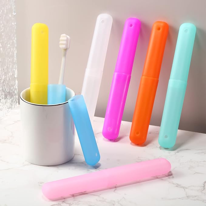60 Pieces Plastic Toothbrush Holders Portable Travel Toothbrush Case Cover Protector Case Holders for Indoor Outdoor Travel Trip Home Camping School (Colorful) - Image 4