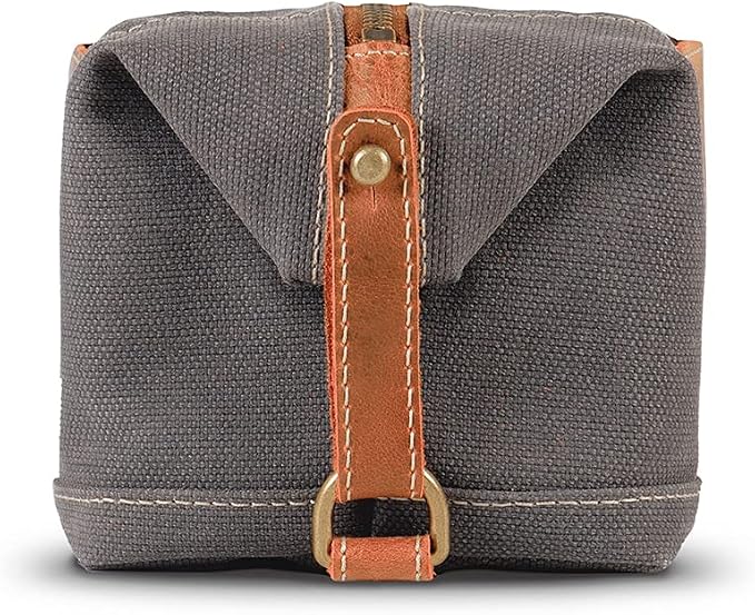 Londo Travel Toiletry Bag, Top-Grain Leather & Canvas Hanging Dopp Kit, Bathroom Case, & Makeup Organizer, Unisex - Image 7