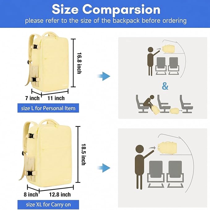 Taygeer 35L Personal Item Travel Backpack for Women, Carry on Backpack | Airline Approved Travel Bag, Laptop Bag with Water Bottle Pocket & Shoe Pouch, Mochila for College Weekender, Beige Yellow - Image 6