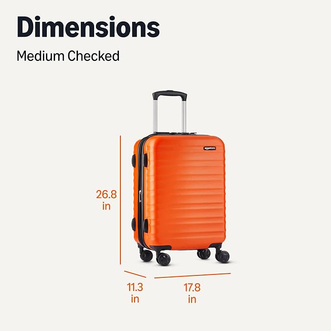 Amazon Basics 26" Hardside Medium Checked Luggage, Expandable Hardshell Suitcase with Wheels, Scratch-Resistant Surface, Four Multi-directional Wheels, Orange - Image 6