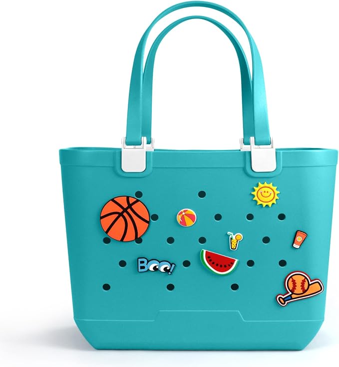 X-Large Rubber Beach Tote Bag, 18.9 "L x 9.4 "W x 13.8 "H Waterproof EVA Beach Totes with Zipper Pocket - Image 6