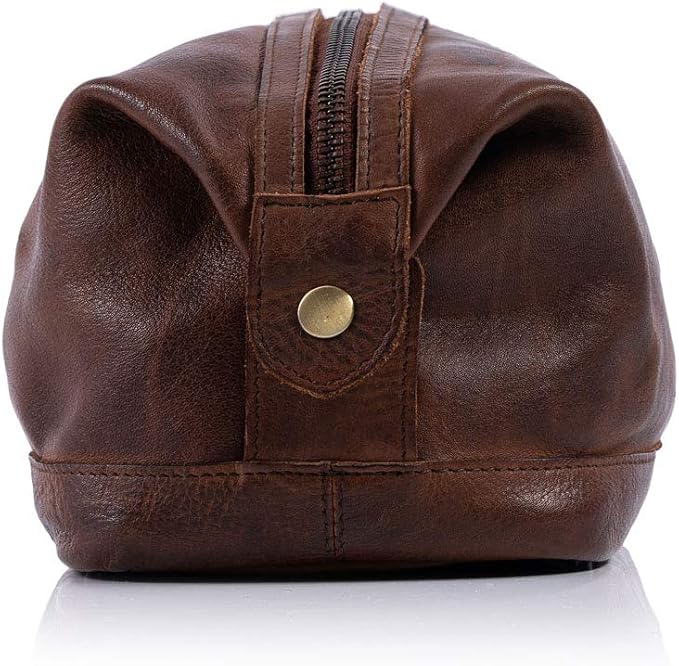 KomalC Premium Unisex Vintage Vanity Dopp Kit - Travel Toiletry Bag Shaving for Men and Women (Brown) - Image 3