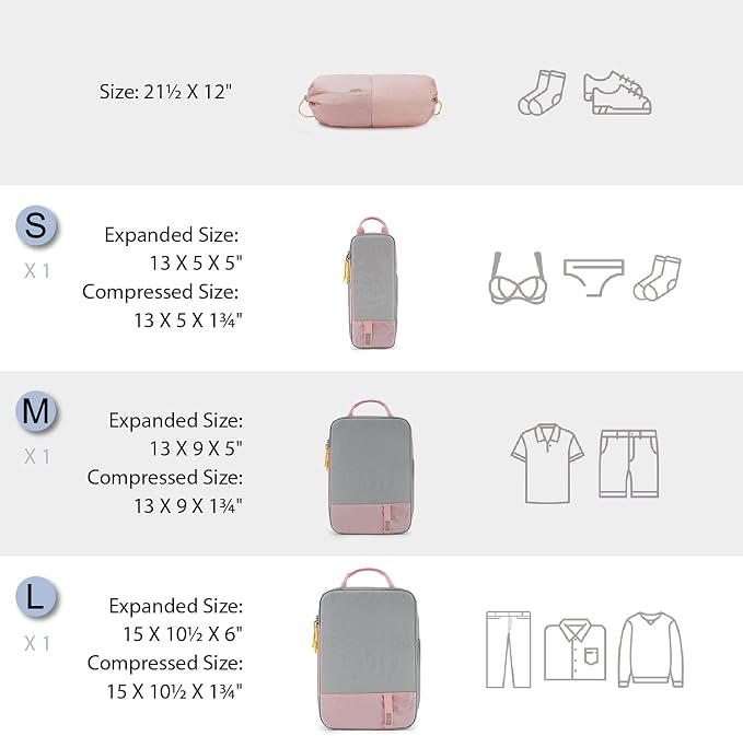 BAGSMART 6 Set /4 Set/2 Set Compression Packing Cubes for Travel, Lightweight Luggage Organizer Bags, Durable Space Saver Bags Travel Essentials - Image 2