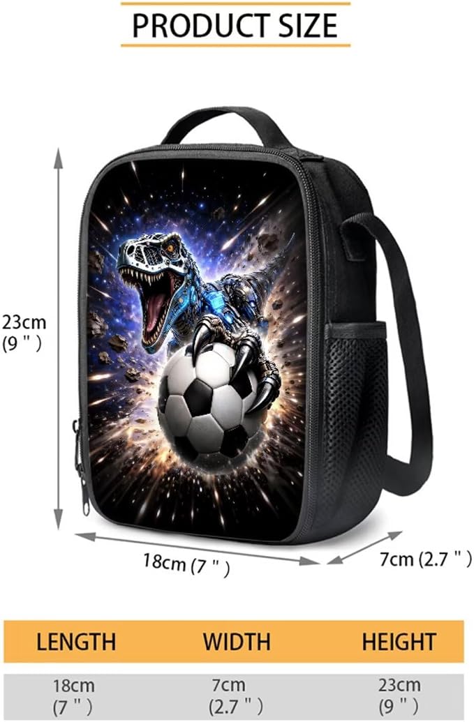 Forchrinse Dinosaur Backpack for Boys 3-In-1 Soccer School Backpack with Lunch Box Pencil Case Large Capacity 17 Inch School Bag for Elementary Kindergarten Kids Bookbag Daypack - Image 4