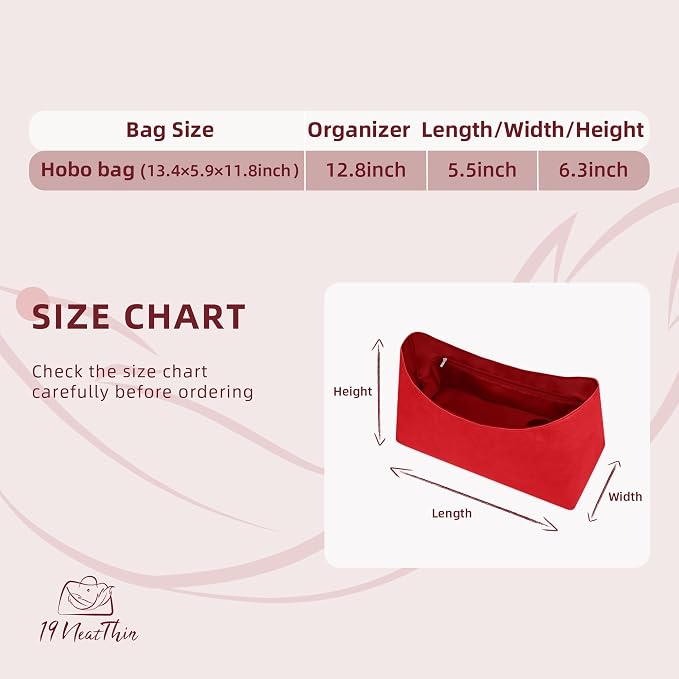 Lightweight Bag Insert, Waterproof Surface and Silky Satin Interior, Fits Geyard Bohème Hobo (Red, With Zipper and Bottle Holder) | Bottle Holder and Side Zip, Smooth Satin Interior, Easy-Care Outer Surface, Multiple Color Options, Structured Yet Flexible - Image 2