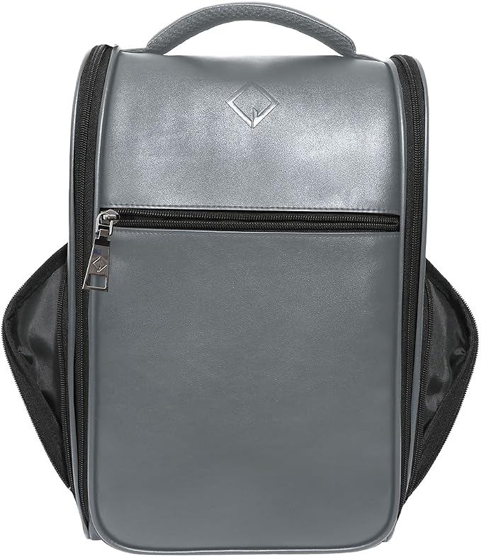 CaddyDaddy Premium Golf Shoe Bag Zipper Sports Shoe Strap Bag with Side and Front Accessory Pocket for Storing Golf Accessories Golf Shoe Carry Bags (LUX Synthetic Leather | Grey) - Image 6