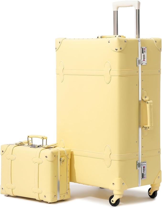 urecity Vintage Suitcase Set for Women, Vintage Luggage Sets for Women 2 Piece, Cute Designer Trunk Luggage, Retro Suit Case, Luggage Zipperless TSA Approved by urecity