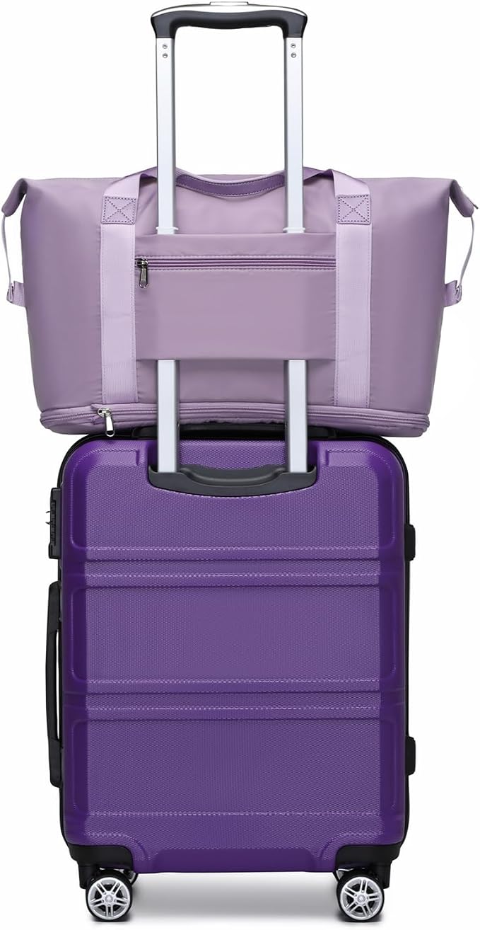 Kono Luggage Set 4 Piece Carry On Hardside Luggage with Spinner Wheels | Lightweight PC+ABS Carry On Suitcase with TSA Lock Purple - Image 7