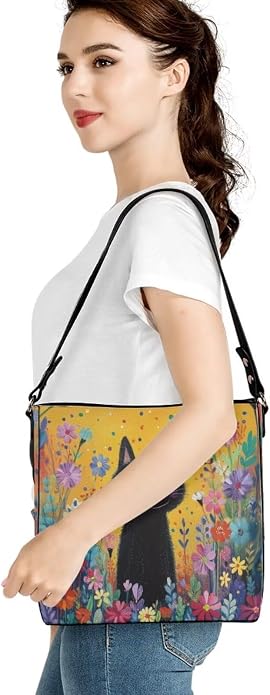 HUGS IDEA Boho Bags for Women Leather Handbag Shoulder Bucket Crossbody Purse - Image 5