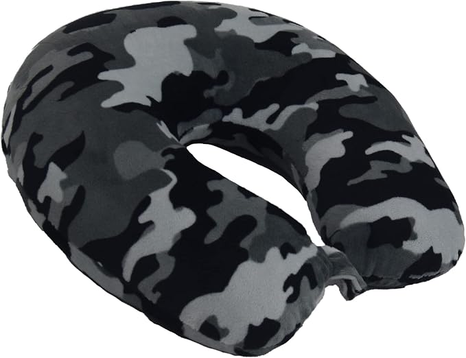Wolf Essentials Adult Cozy Soft Microfiber Neck Pillow, Compact, Perfect for Plane or Car Travel, Black Camo (Pack of 2) - Image 2