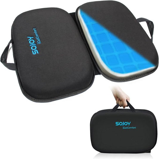 Sojoy iGelComfort 3 in 1 Foldable Gel Seat Cushion Featured with Memory Foam (A Must-Have Travel Cushion! Smart, Easy Travel Cushion) (Size: 18.5“ x 15" x 2") by Sojoy