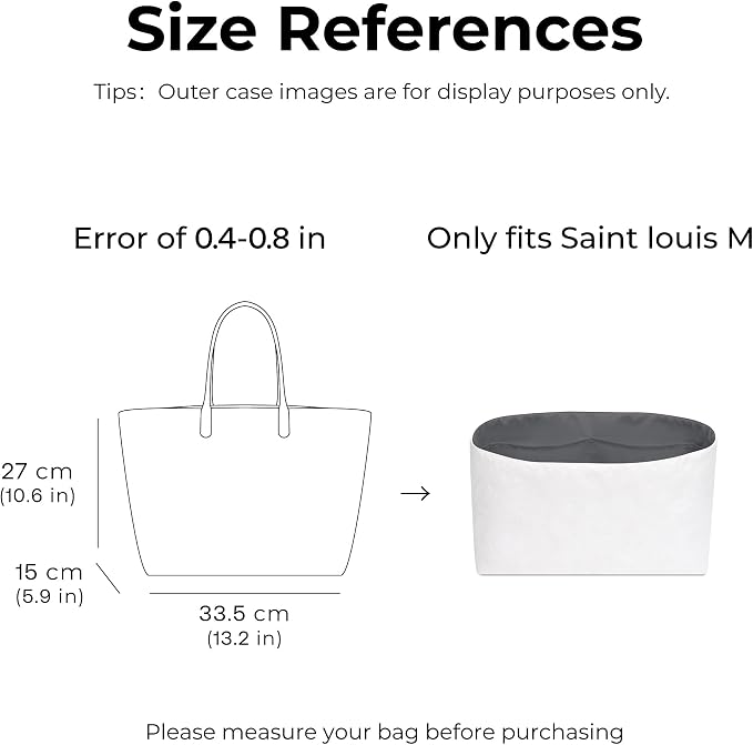 Tote Bag Organizer Insert for ST Louis PM Handbag,Custom Fit Inside Premium Lightweight Water Resistant Purse Insert with Zipper(Slate Gray) - Image 2