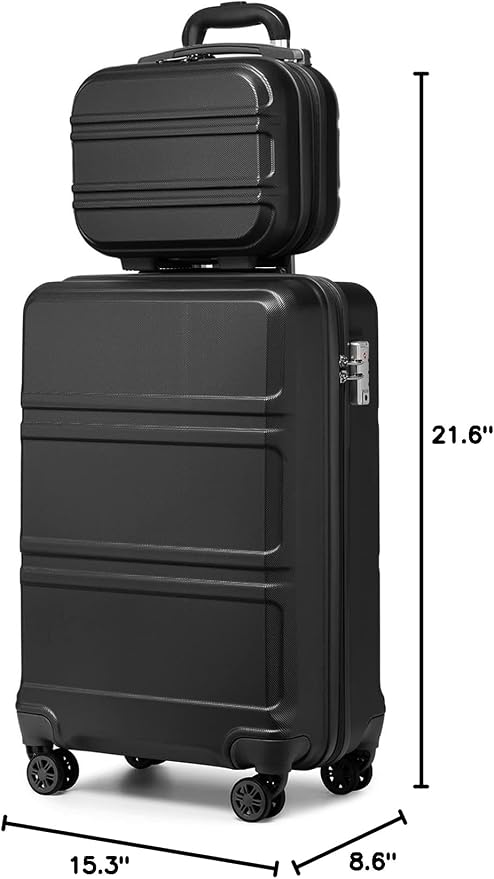 Kono Carry On Luggage Set Airline Approved with Spinner Wheels | Lightweight PC+ABS Carry On Suitcase with TSA Lock Durable Luggage Hardside Black - Image 10